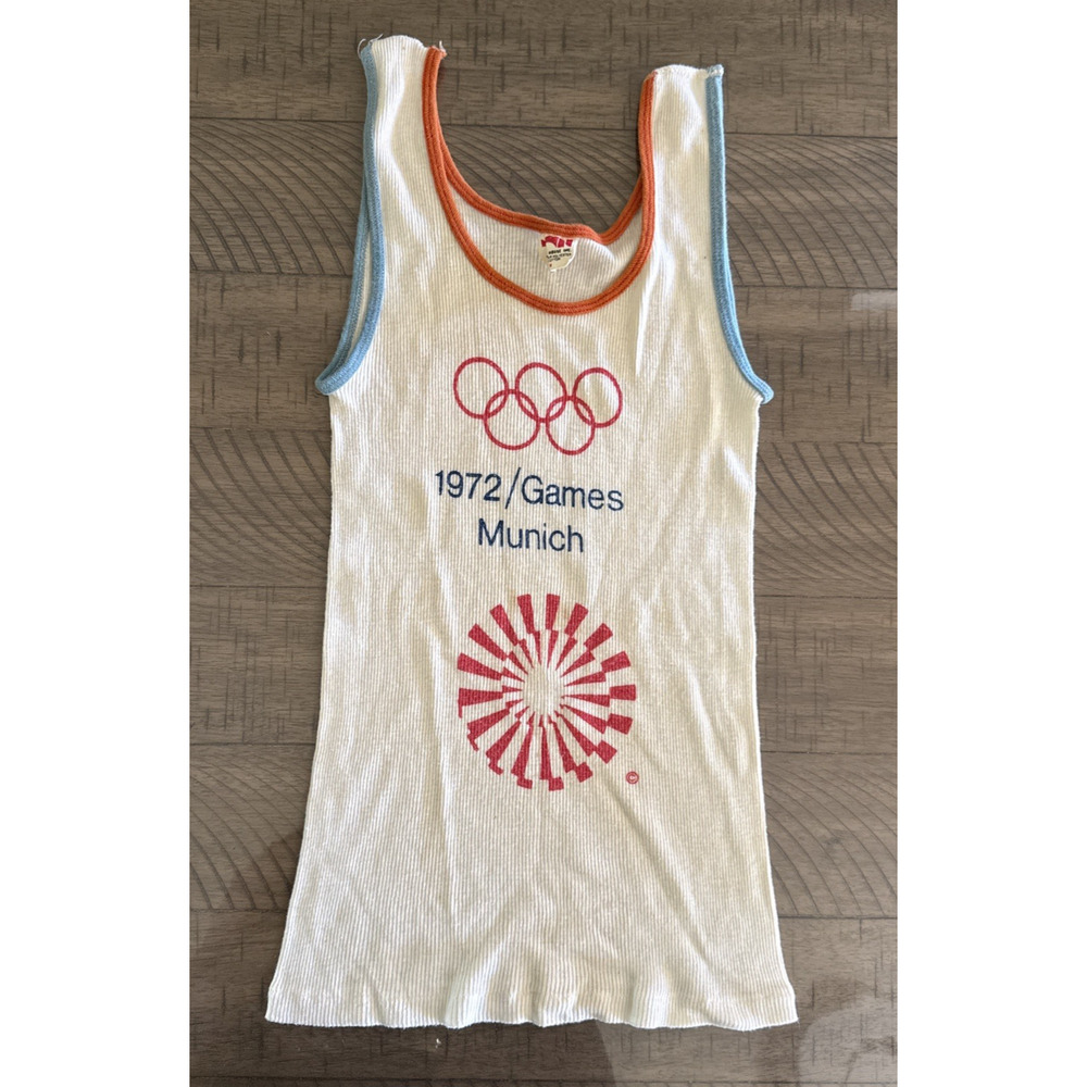 Vintage 1972 Munich Olympics Tank Top Ringer Varsity House USA Made RARE